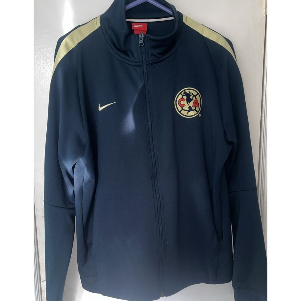 Nike Club America Mexico 2014 Mens Large Soccer Navy Blue Black Track Jacket